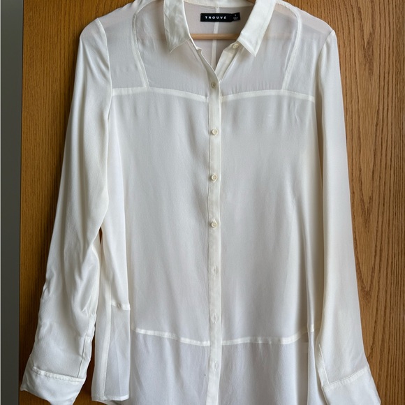 Pure Silk Button-Up Blouse by Trouvé - Picture 1 of 3